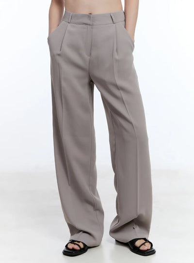 elegant-pintuck-wide-leg-pants-cu513 / Beige
