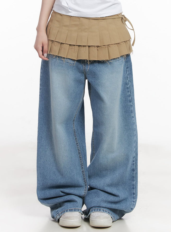 essential-pleated-layering-skirt-cy527 / Beige