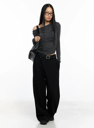 wide-leg-d-ring-slacks-co529 / Black