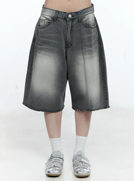 casual-distressed-jorts-cg511 / Black