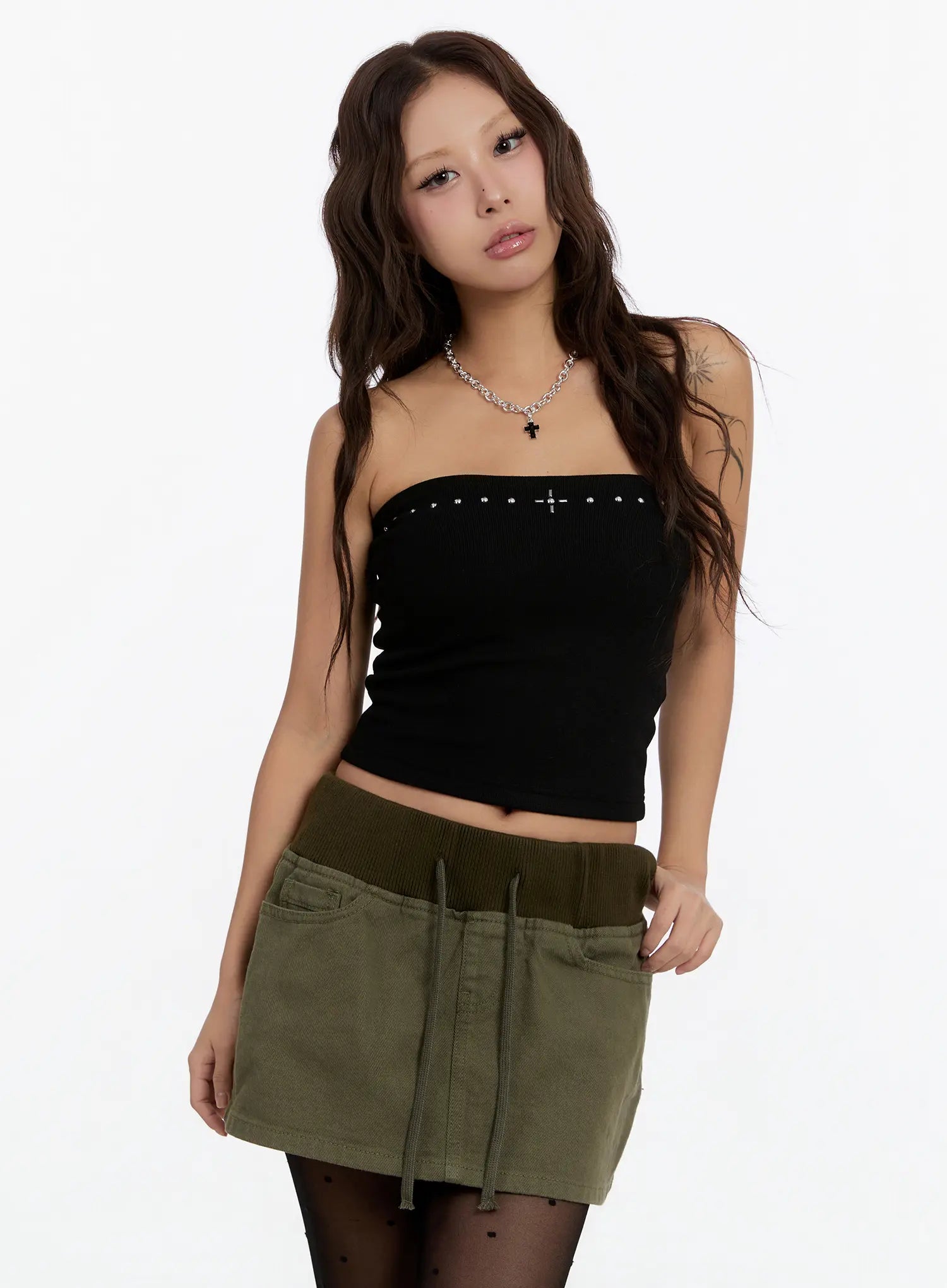 studded-tube-top-cn527 / Black