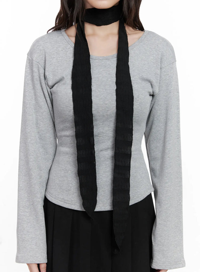 chic-wave-skinny-scarf-cn511 / Black