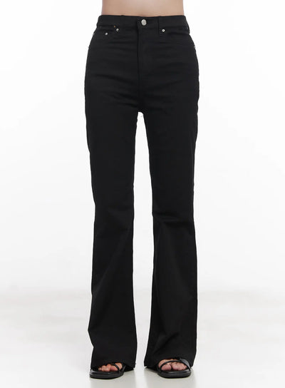 slim-fit-stretch-flared-pants-cu525 / Black