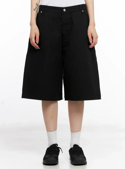 wide-leg-cotton-bermuda-shorts-cl525 / Black