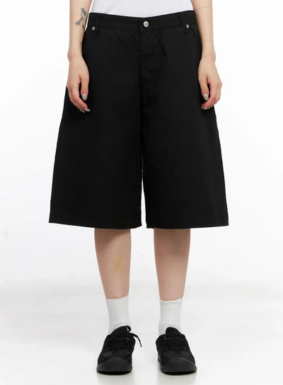 wide-leg-cotton-bermuda-shorts-cl525 / Black