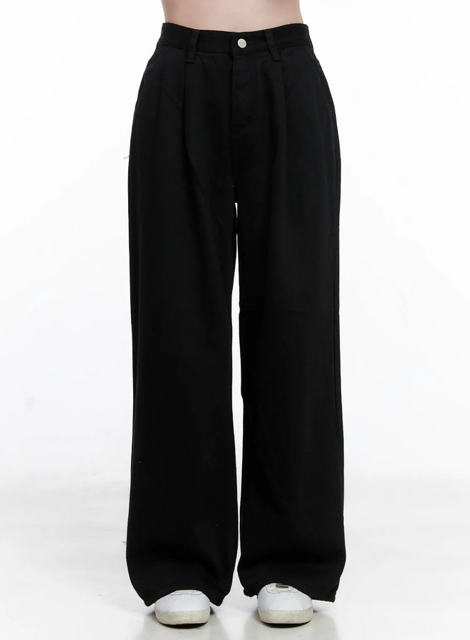 wide-leg-pintuck-trousers-cg521 / Black