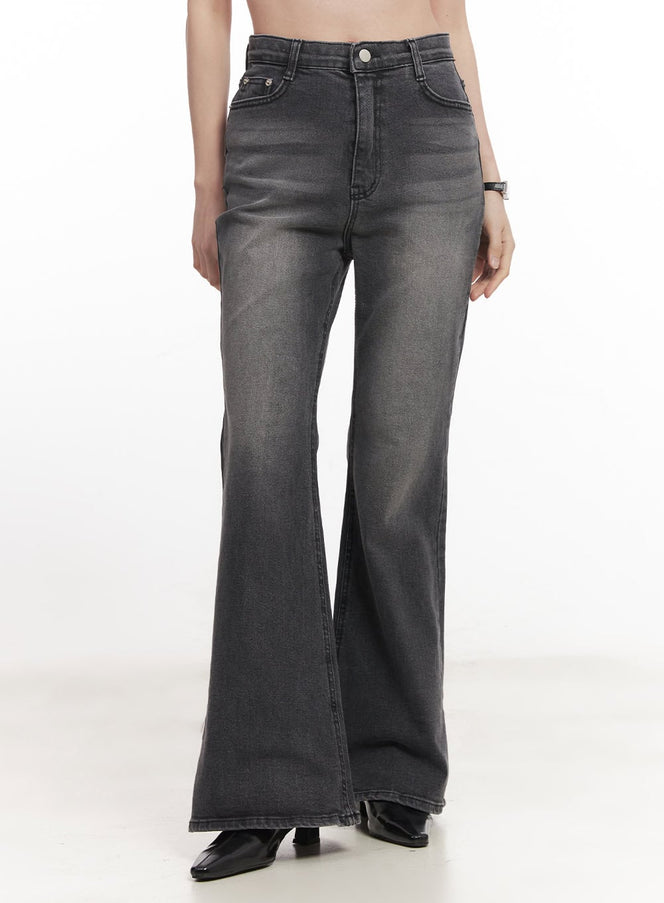 jiselle-washed-flared-jeans-ca502 / Black