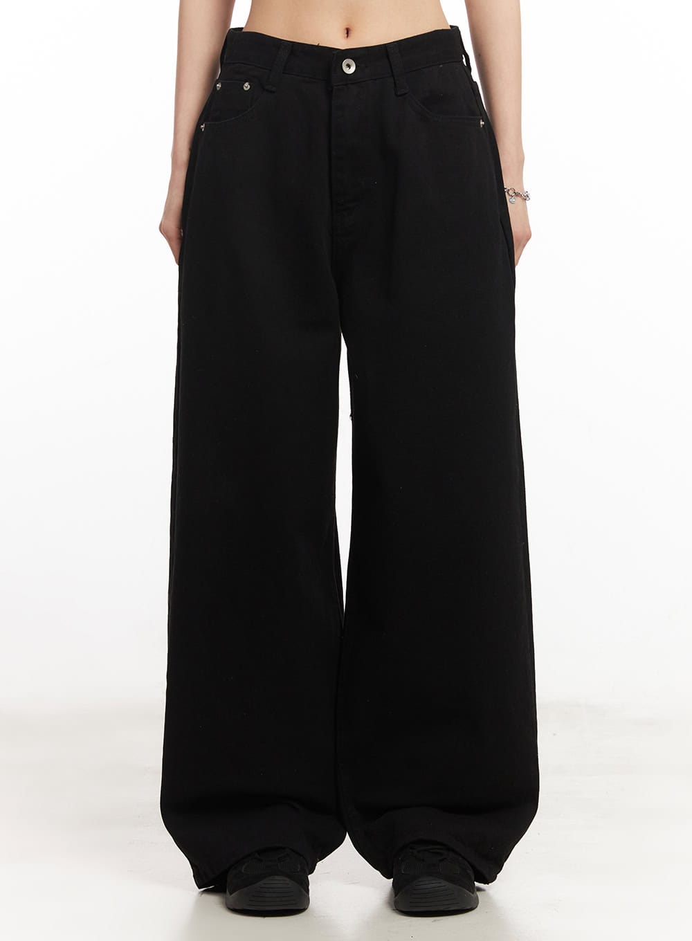 classic-cotton-wide-leg-pants-ca516 / Black