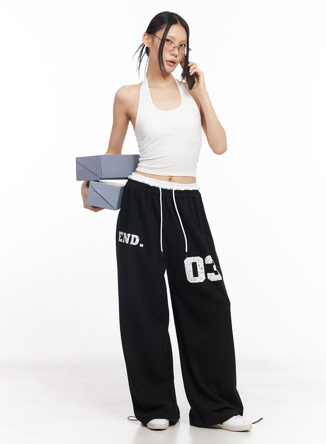 sporty-layered-sweatpants-cy528 / Black