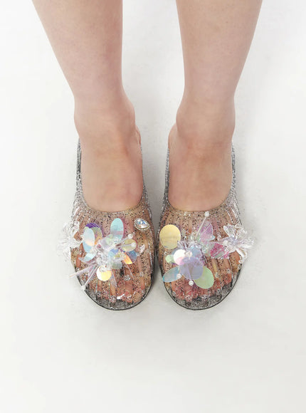glitter-jelly-slip-ons-cy528 / Black