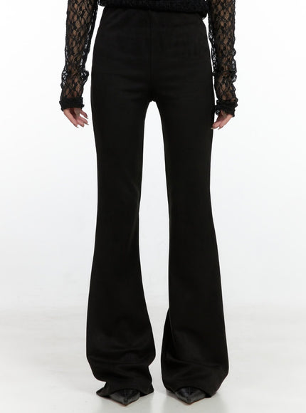 solid-slim-fit-suede-pants-cn408 / Black