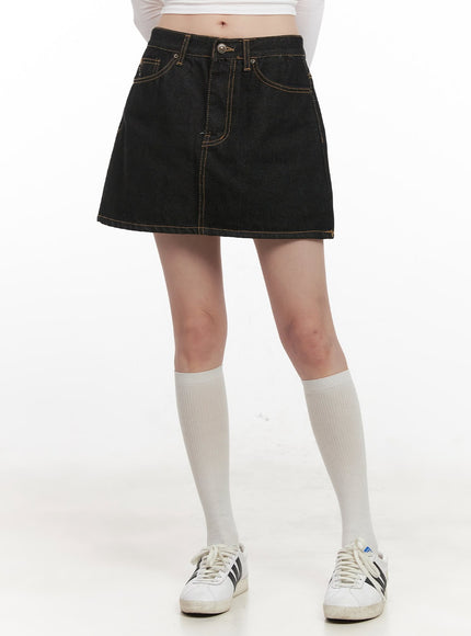 Stitched Denim Mini Skirt CJ524