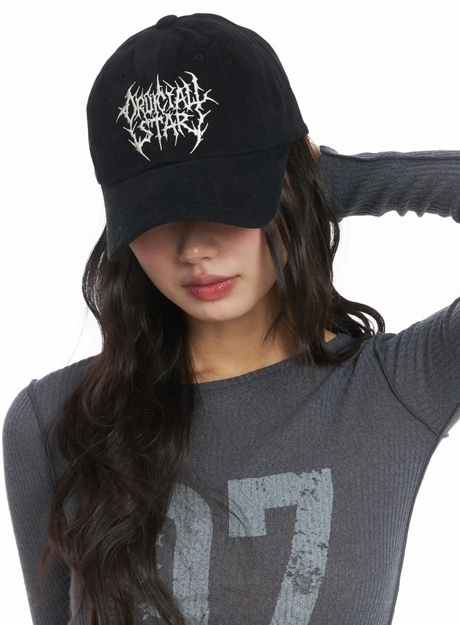 basic-graphic-embroidered-cap-cj501 / Black