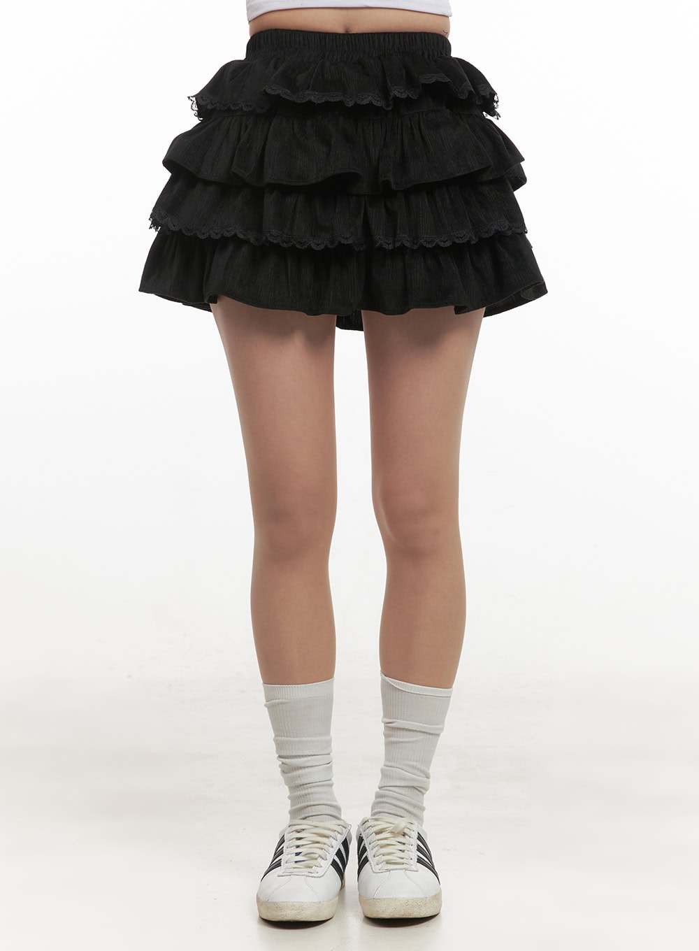 Layered-Ruffle Mini Skirt CJ514