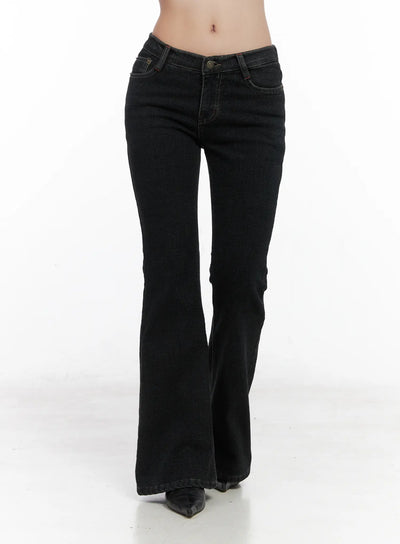 inaya-low-rise-flared-hip-pad-jeans-cn514 / Black