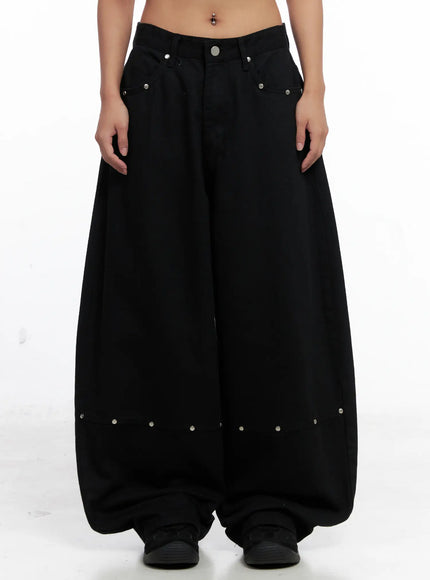 studded-wide-leg-balloon-pants-cs524 / Black