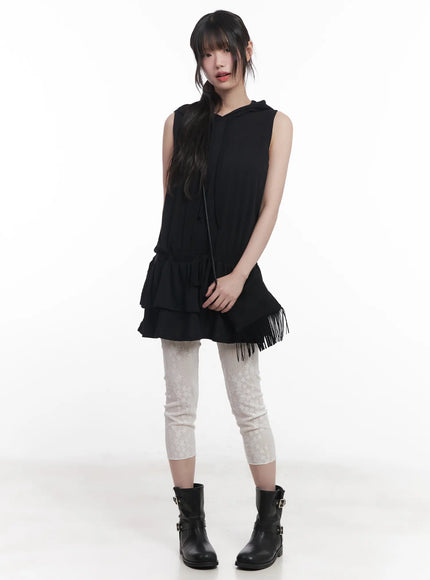 sleeveless-hooded-mini-dress-cu519 / Black