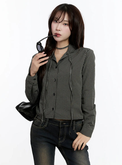 striped-long-sleeve-shirt-cn524 / Black