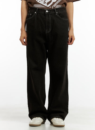 mens-wide-fit-washed-baggy-jeans-cl429 / Black