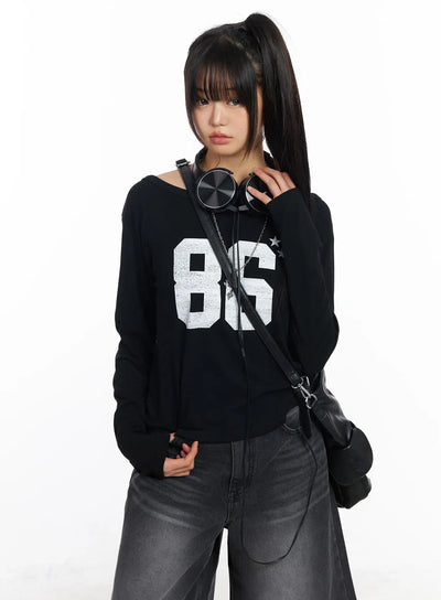 loose-fit-boat-neck-graphic-long-sleeve-tee-cf504 / Black