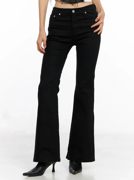 paris-studded-bootcut-cotton-pants-co528 / Black