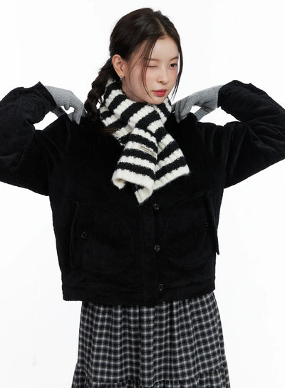 collared-corduroy-jacket-cn519 / Black