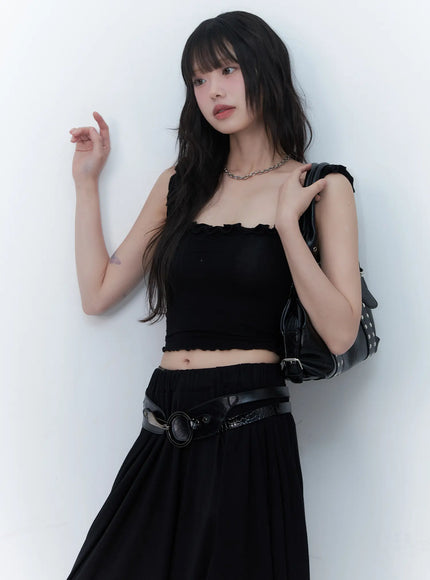 frill-cropped-tank-top-cu520 / Black