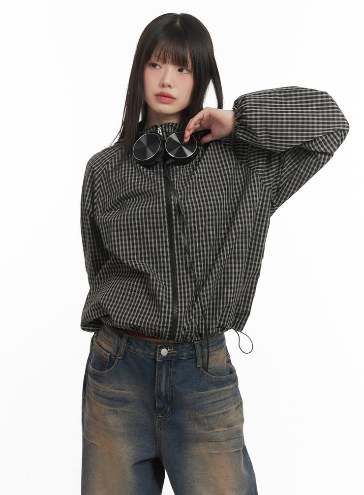 Checkered Hooded Windbreaker Jacket CF519