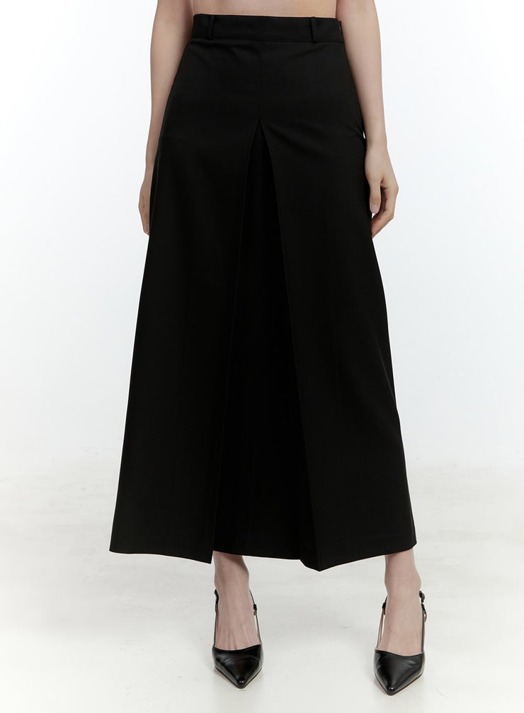 elegant-pintuck-maxi-skirt-cf504 / Black