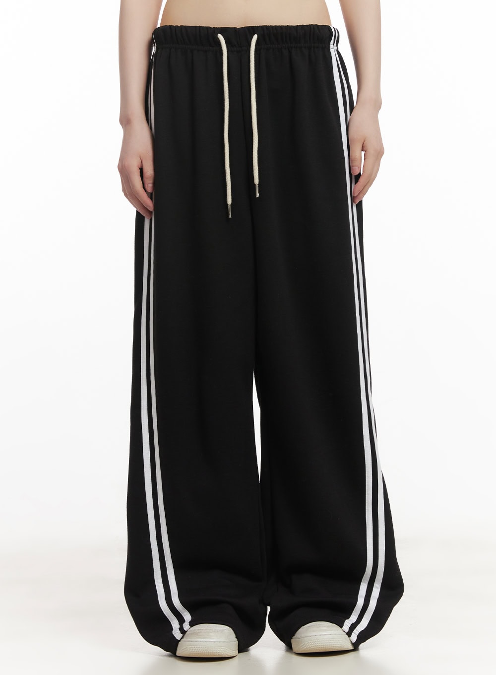 adjustable-striped-sweatpants-cf518 / Black