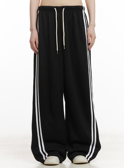 adjustable-striped-sweatpants-cf518 / Black
