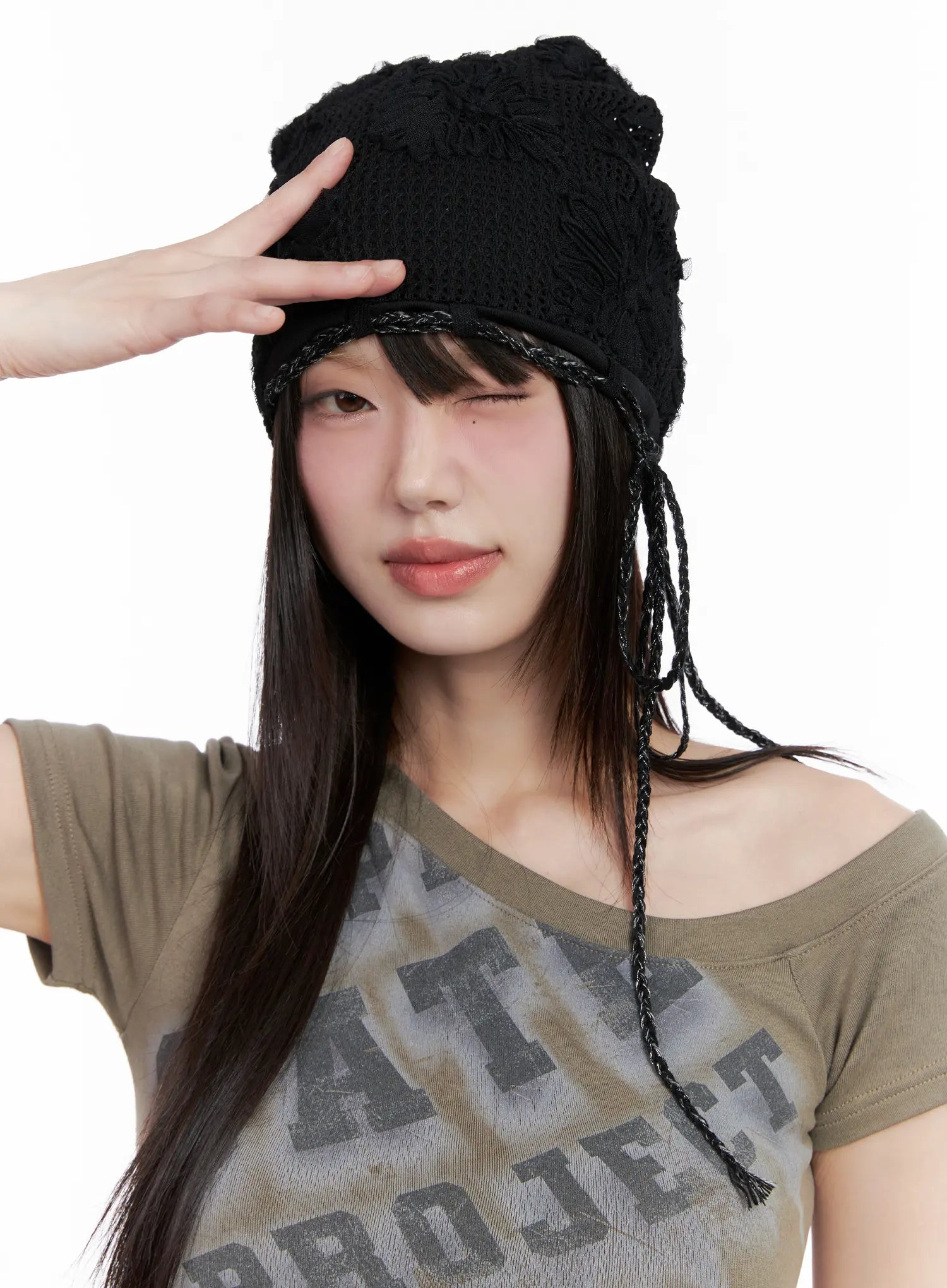 floral-mesh-beanie-cl514 / Black