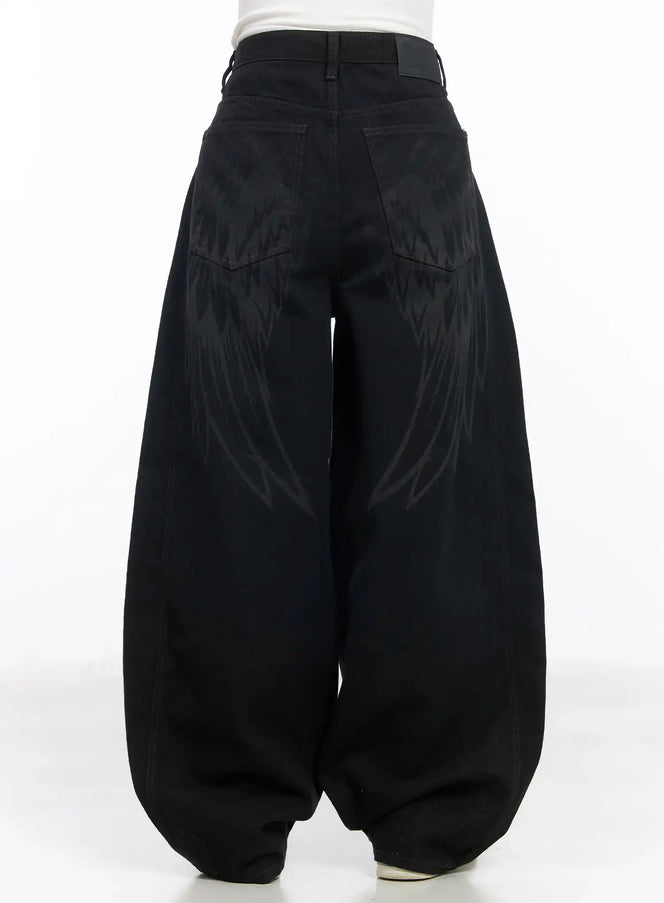 angel-wing-wide-leg-trousers-cm526 / Black