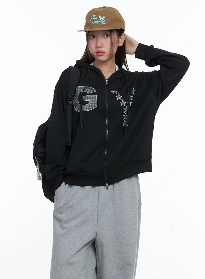 gy-starry-zip-up-hoodie-cs502 / Black