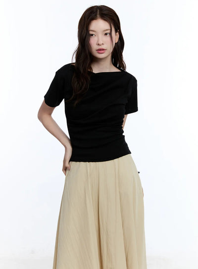 slim-fit-draped-tee-cu513 / Black
