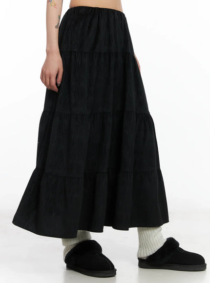 tiered-corduroy-maxi-skirt-cd502 / Black