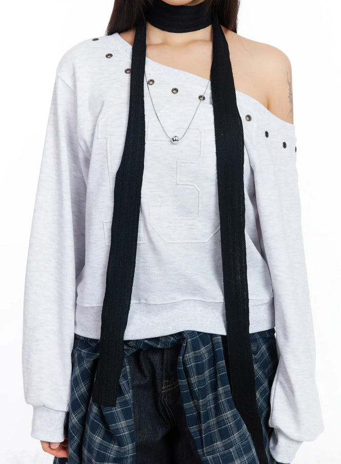 textured-long-thin-scarf-cf504 / Black