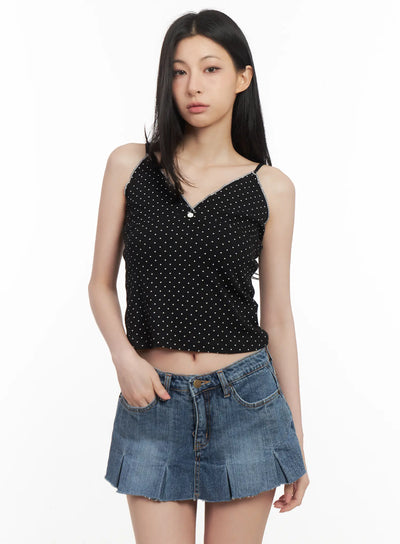 v-neck-polka-dot-tank-top-cl501 / Black