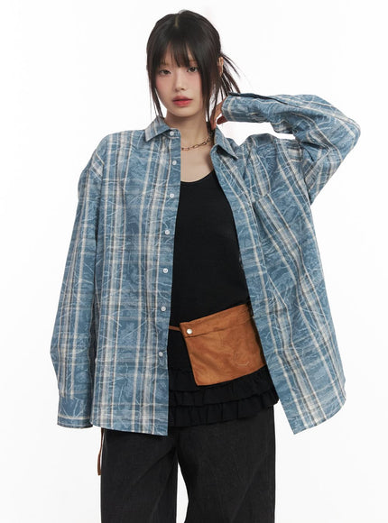 Damaged-Effect Oversized Flannel CF518