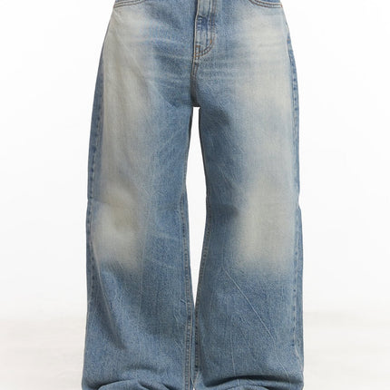 lumira-back-detail-washed-wide-leg-jeans-ca530 / Blue