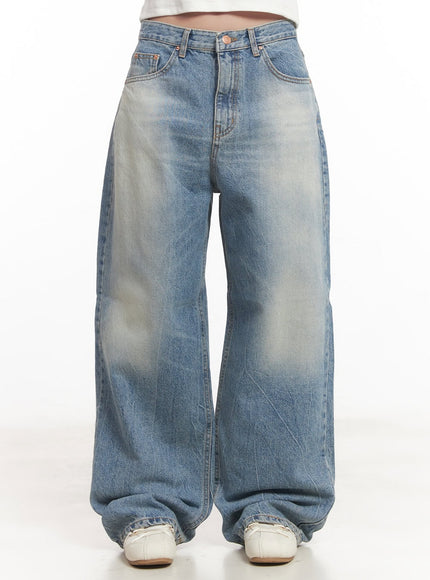 lumira-back-detail-washed-wide-leg-jeans-ca530 / Blue