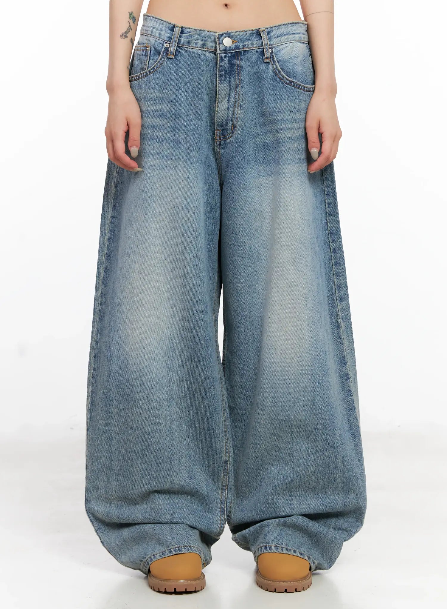 koko-vintage-wash-baggy-jeans-cl528 / Blue