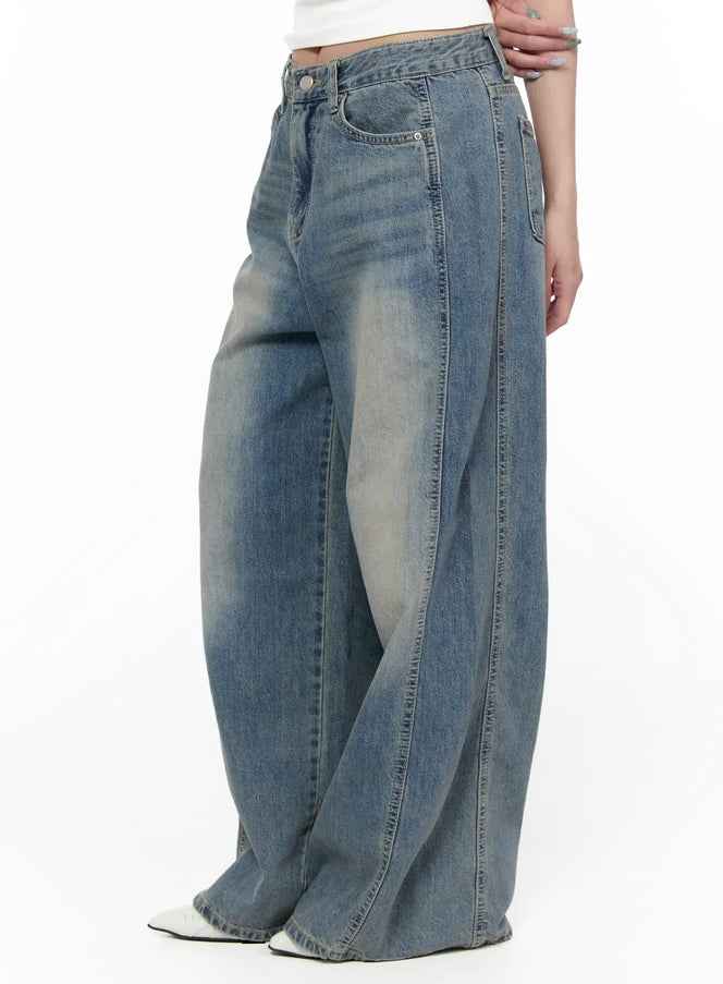 amoura-wide-leg-washed-jeans-ca521 / Blue