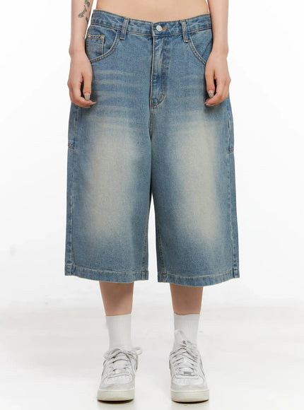 washed-big-pocket-denim-jorts-cl525 / Blue