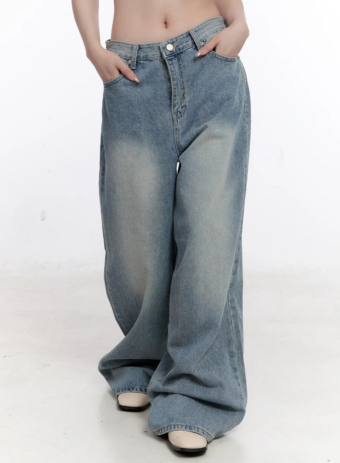 ines-washed-wide-leg-jeans-cs530 / Blue