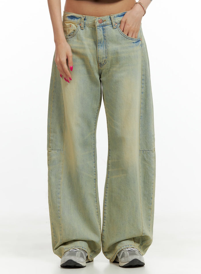 vintage-washed-low-rise-baggy-jeans-cu417 / Blue