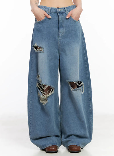 lylah-ripped-wide-leg-jeans-cm517 / Blue