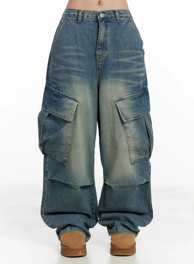 jake-wide-leg-cargo-jeans-cj515 / Blue