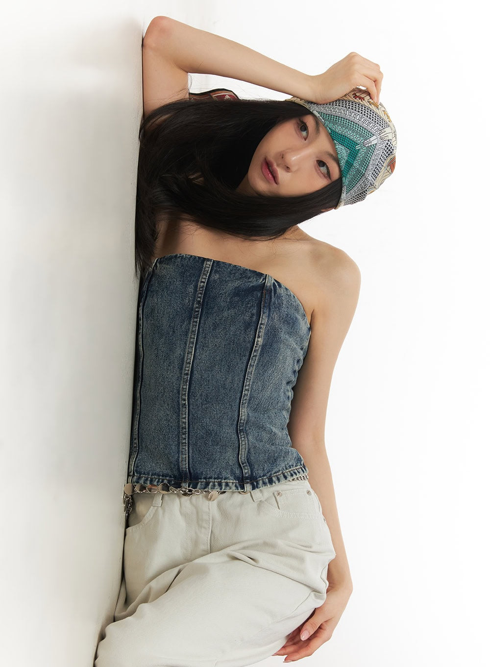 urban-denim-stitched-tube-top-ca503 / Blue