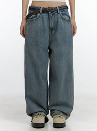 dark-washed-baggy-jeans-cl410 / Blue